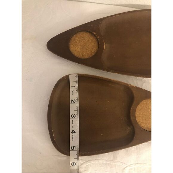 5/$25 SALE Vintage Set of Two (2) MCM Wooden Snack Triangular Tray Made in Japan - Picture 11 of 12